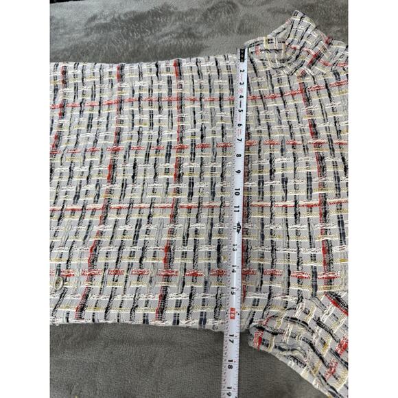 Chanel 18P Grey Tweed Midi Dress FR36 US4 Short Sleeve CC Logo Button Silk - Picture 9 of 16